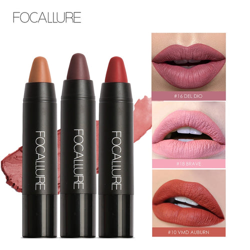 FOCALLURE 19 Colors Matte Lipsticks Waterproof Matte Lipstick Lip Sticks Cosmetic Easy to Wear Matte Batom Makeup Lipstick - labaii