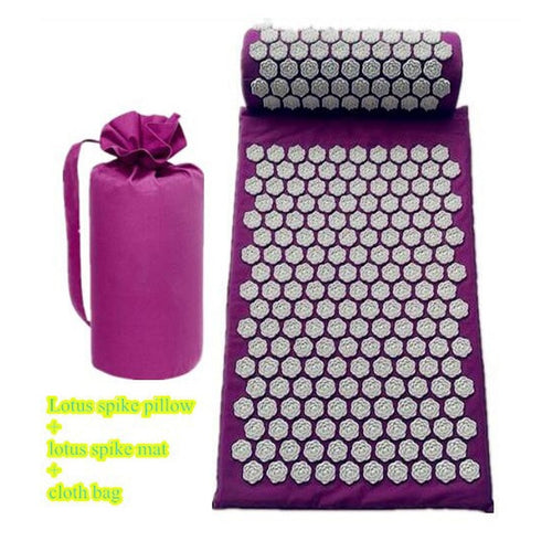 Yoga Spike Acupressure Mat Pillow Set Back Body Massager Acupuncture Cushion Mat Pain Relieve Spike Yoga Mat with Pillow - labaii