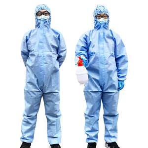 ZD Zhende Medical Disposable Protective Coverall Hooded Suit Breathable Surgical Isolation Gown Blue Protective Clothing - labaii