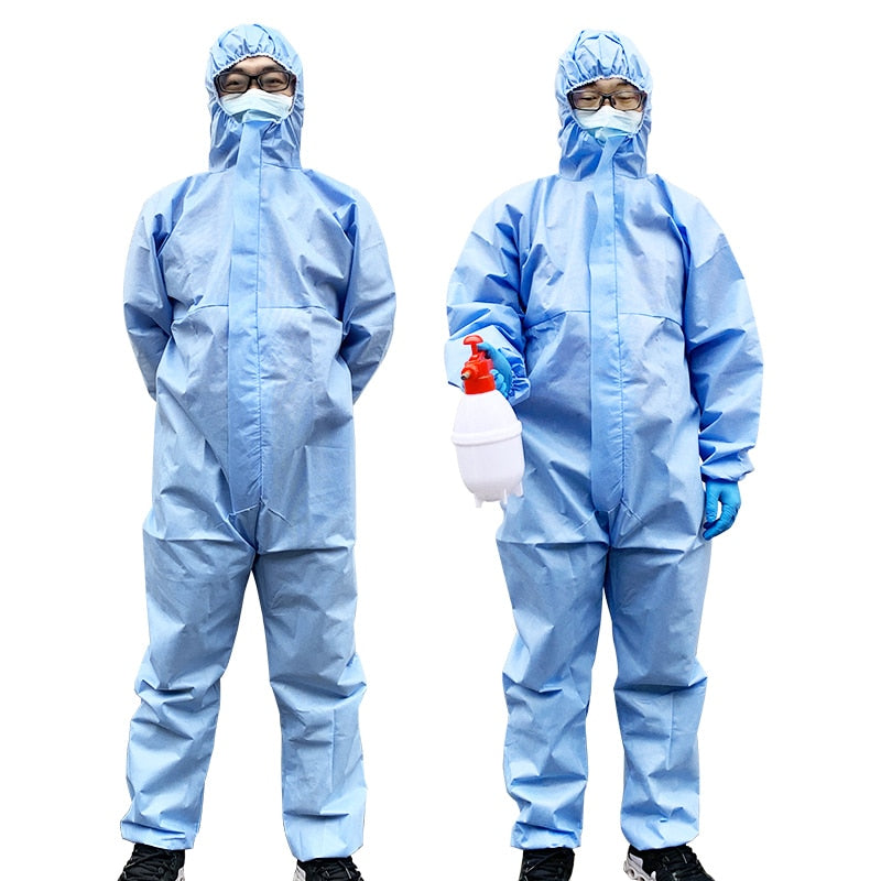 ZD Zhende Medical Disposable Protective Coverall Hooded Suit Breathable Surgical Isolation Gown Blue Protective Clothing - labaii