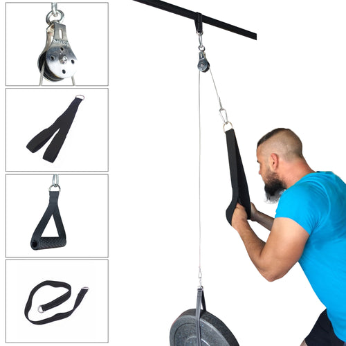 Fitness DIY Pulley Cable Machine Attachment System Arm Biceps Triceps Blaster Hand Strength Trainning Home Gym Workout Equipment - labaii
