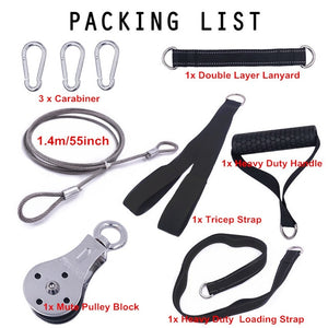 Fitness DIY Pulley Cable Machine Attachment System Arm Biceps Triceps Blaster Hand Strength Trainning Home Gym Workout Equipment - labaii